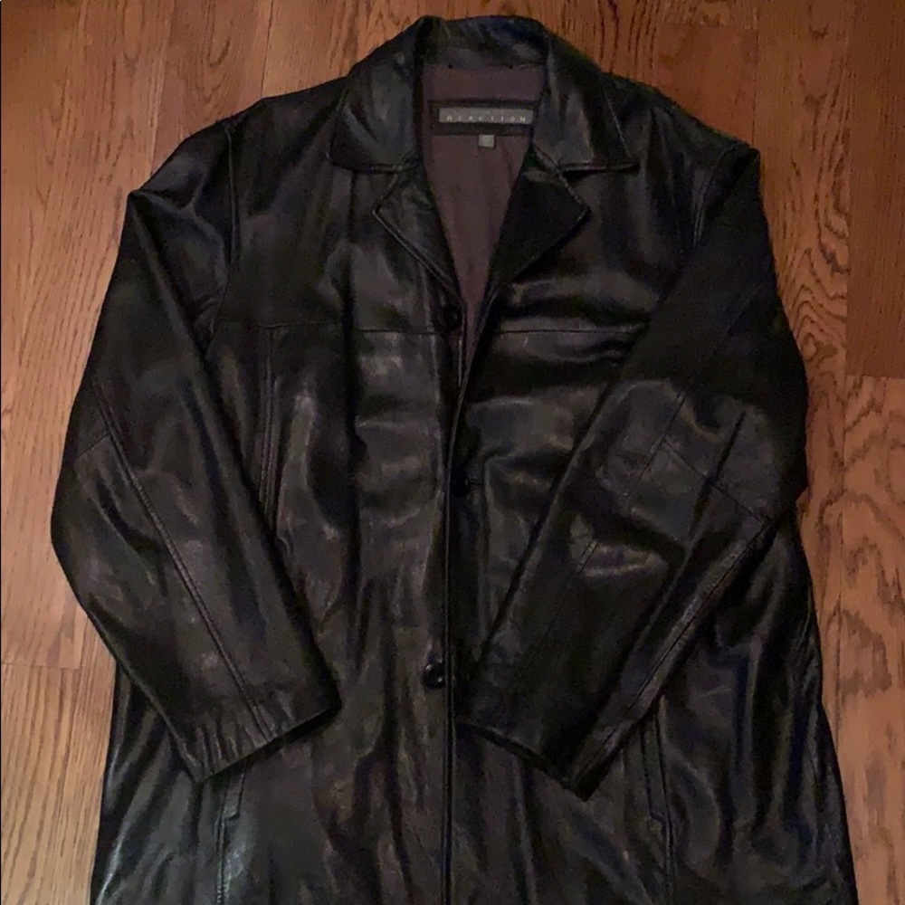 Kenneth Cole Reaction leather mid length coat